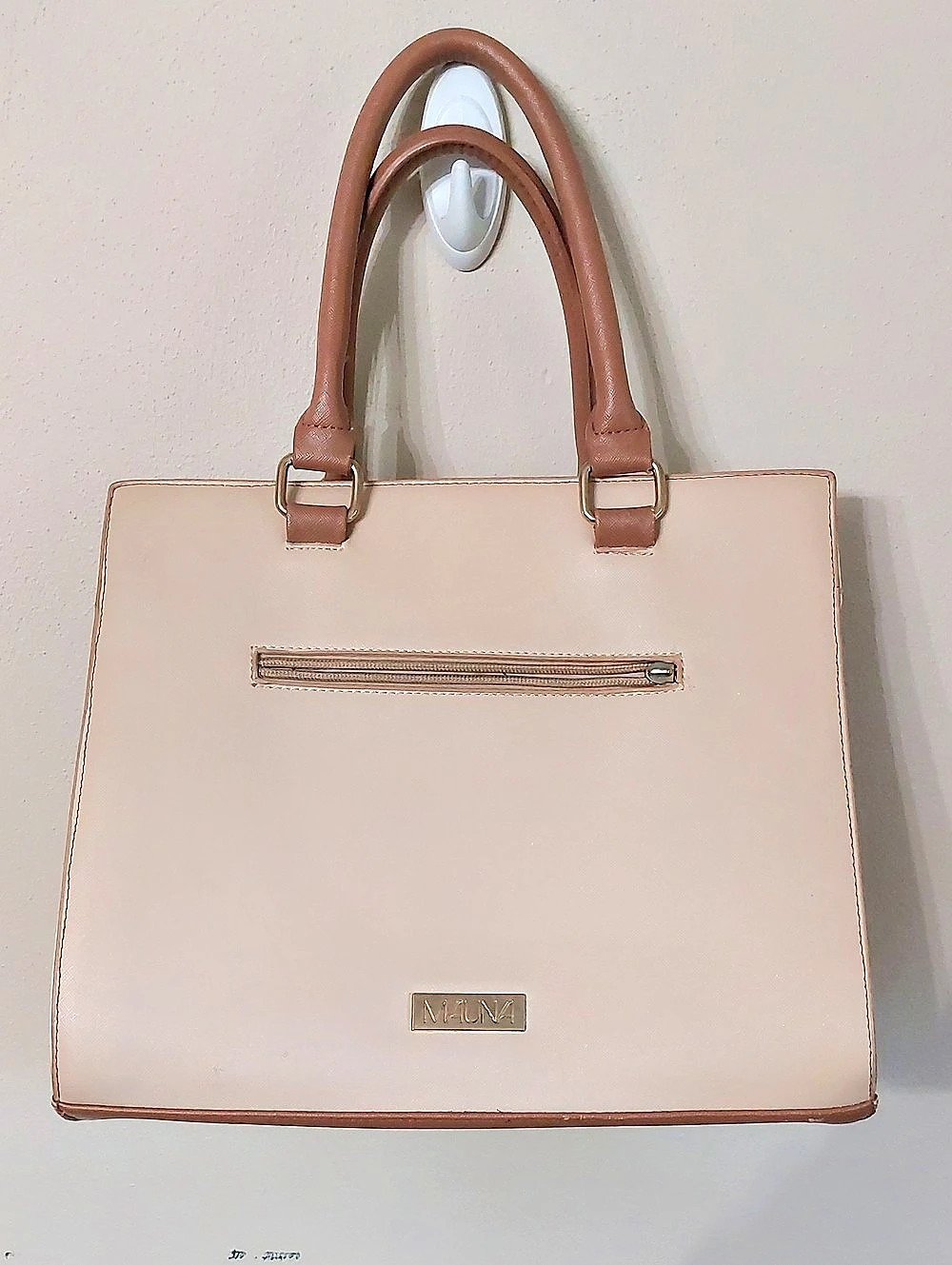 Mauna Structured Tote Bag in Tan & Brown Like New